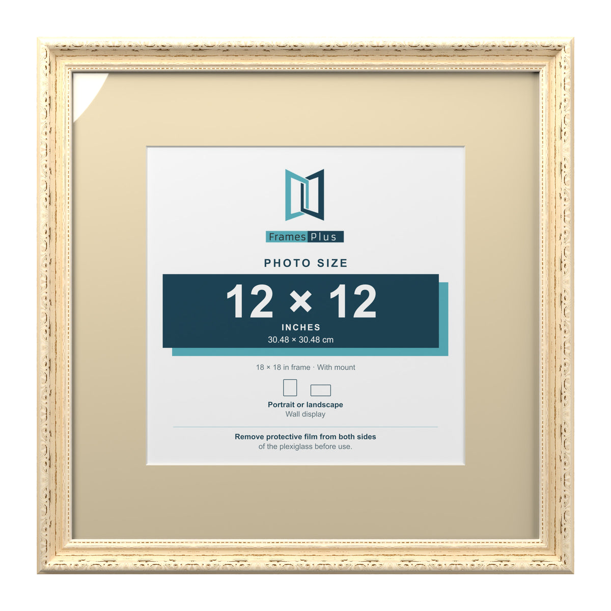 Louis Range Cream Picture, Photo & Poster Frame with Ivory Mount - 18x18" Frame for 12x12" Photo, Cream