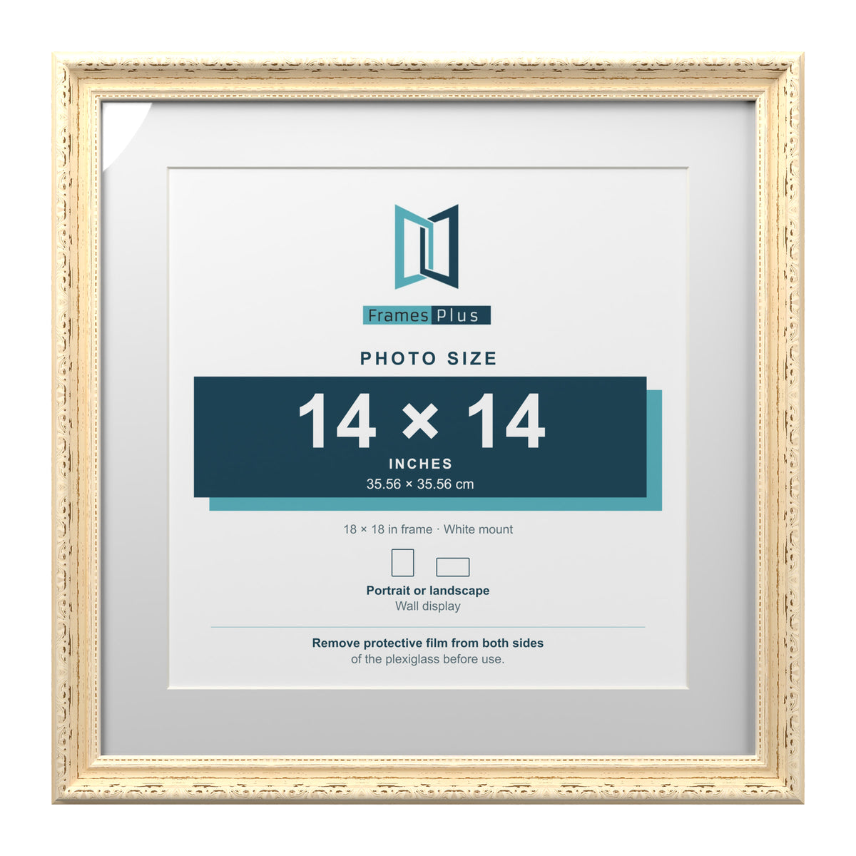 Louis Range Cream Picture, Photo & Poster Frame with White Mount - 18x18" Frame for 14x14" Photo, Cream