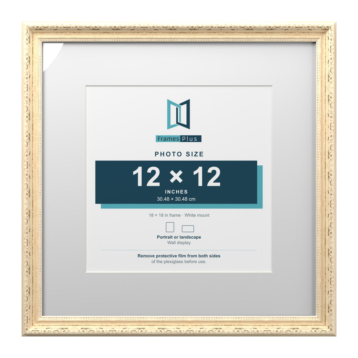 Louis Range Cream Picture, Photo & Poster Frame with White Mount - 18x18" Frame for 12x12" Photo, Cream