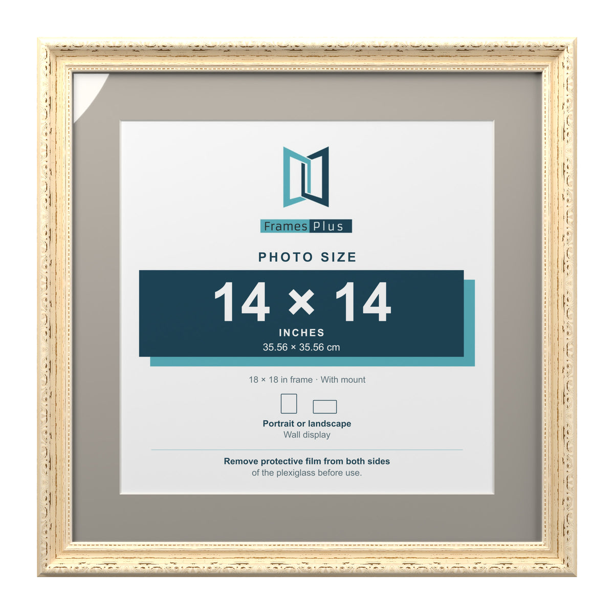 Louis Range Cream Picture, Photo & Poster Frame with Dawn Grey Mount - 18x18" Frame for 14x14" Photo, Cream