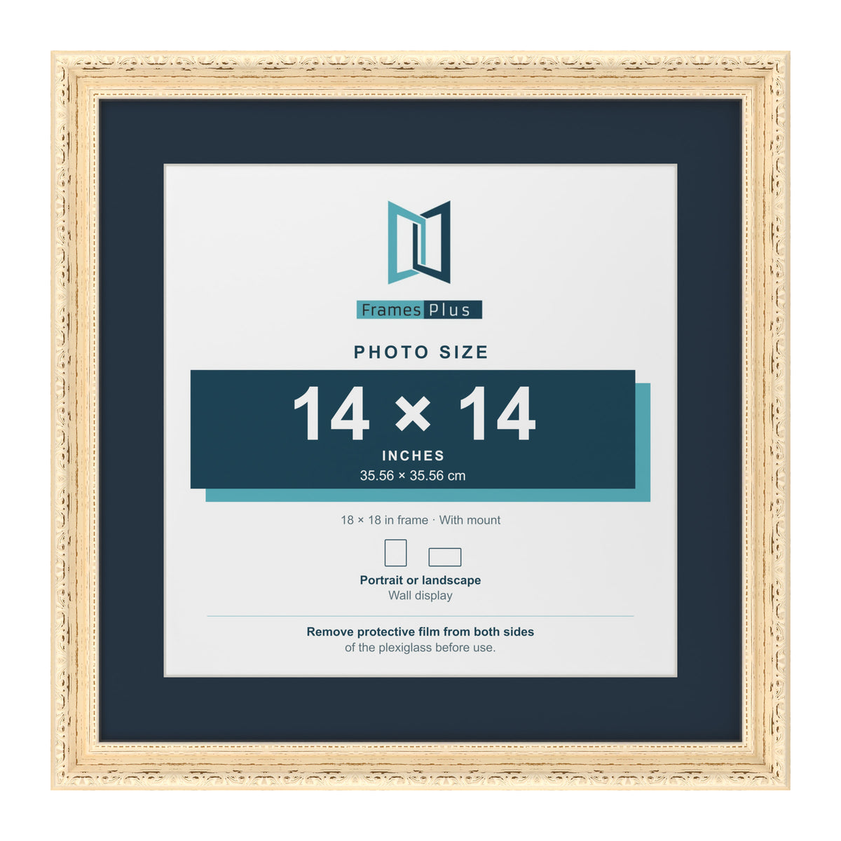 Louis Range Cream Picture, Photo & Poster Frame with Pacific Blue Mount - 18x18" Frame for 14x14" Photo, Cream