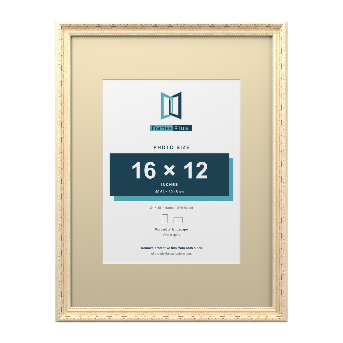 Louis Range Cream Picture, Photo & Poster Frame with Ivory Mount - 24x18" Frame for 16x12" Photo, Cream