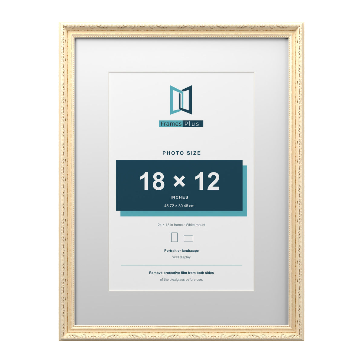 Louis Range Cream Picture, Photo & Poster Frame with White Mount - 24x18" Frame for 18x12" Photo, Cream