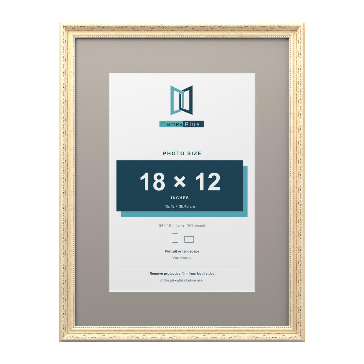 Louis Range Cream Picture, Photo & Poster Frame with Dawn Grey Mount - 24x18" Frame for 18x12" Photo, Cream