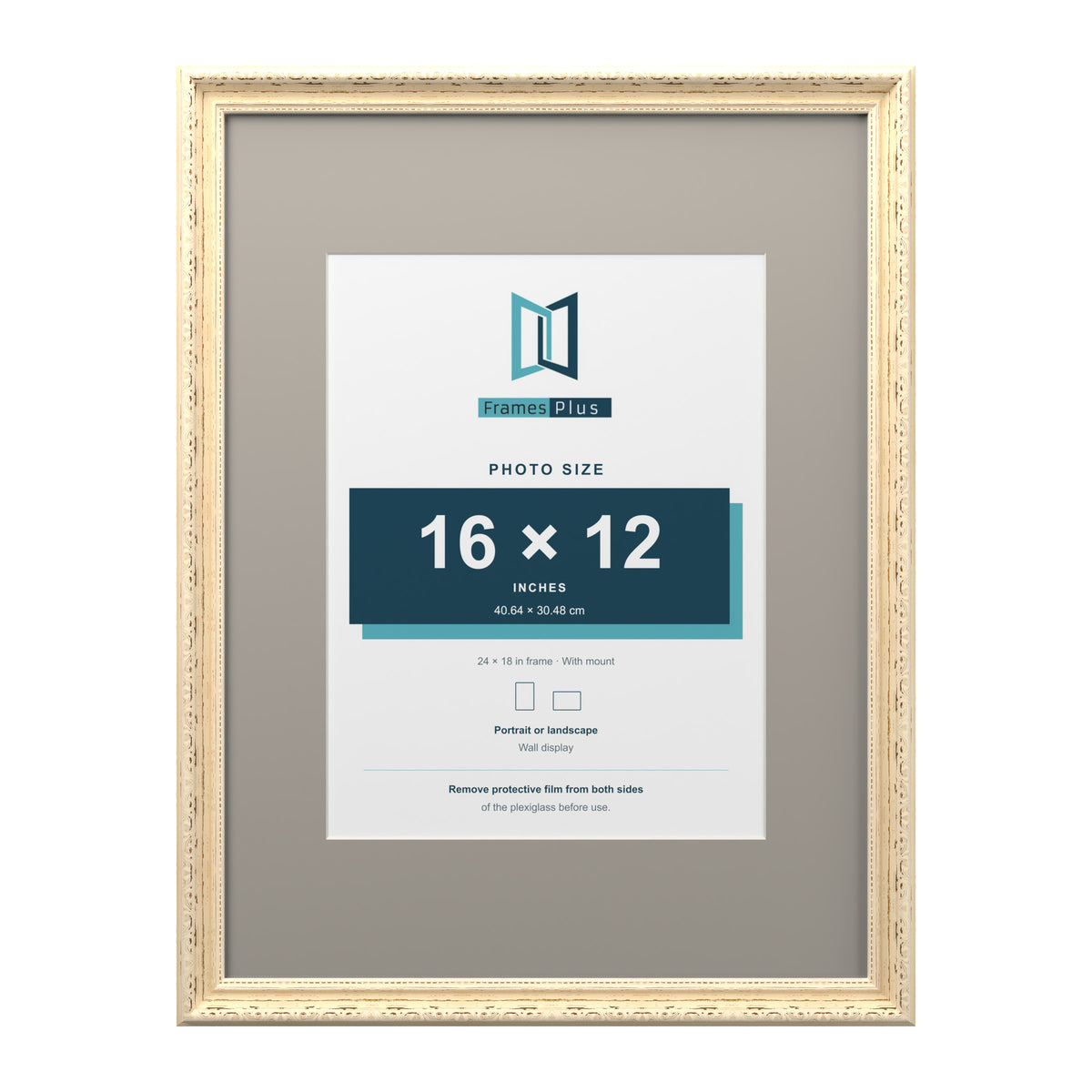 Louis Range Cream Picture, Photo & Poster Frame with Dawn Grey Mount - 24x18" Frame for 16x12" Photo, Cream