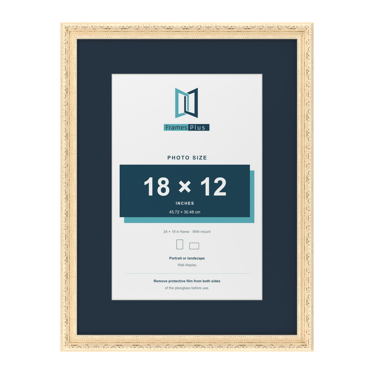 Louis Range Cream Picture, Photo & Poster Frame with Pacific Blue Mount - 24x18" Frame for 18x12" Photo, Cream