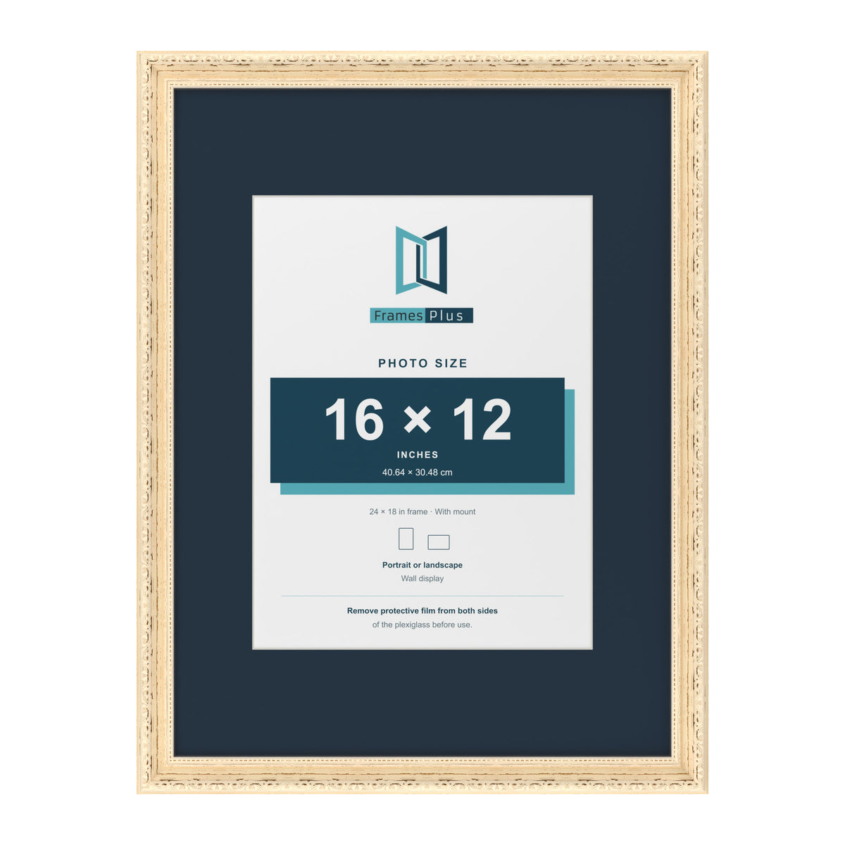Louis Range Cream Picture, Photo & Poster Frame with Pacific Blue Mount - 24x18" Frame for 16x12" Photo, Cream