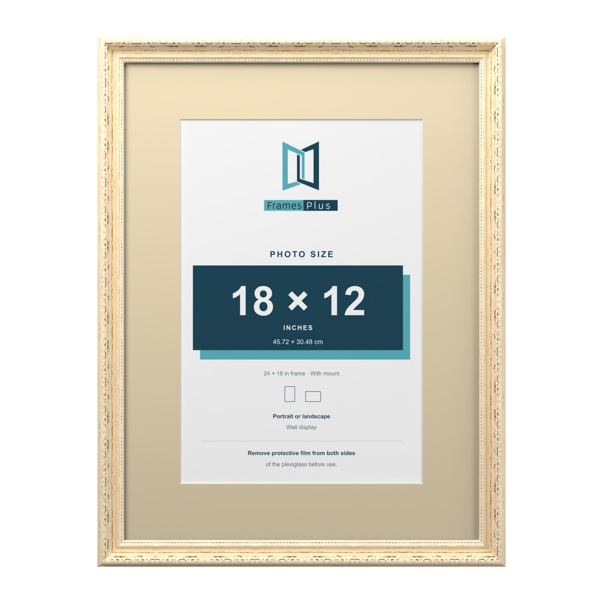 Louis Range Cream Picture, Photo & Poster Frame with Ivory Mount - 24x18" Frame for 18x12" Photo, Cream