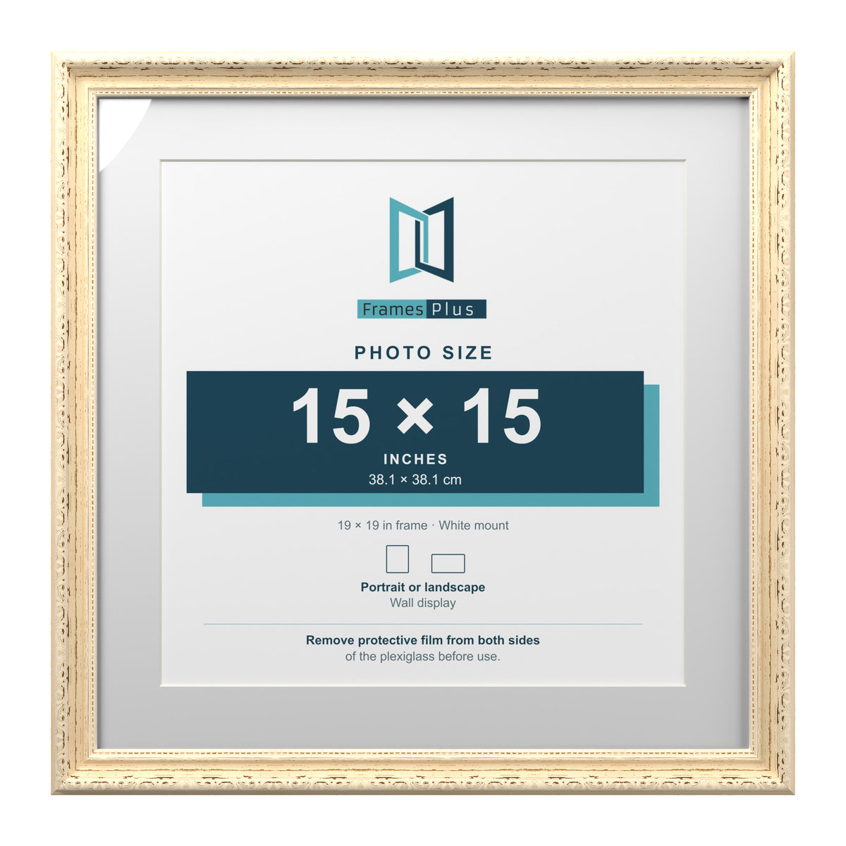 Louis Range Cream Picture, Photo & Poster Frame with White Mount - 19x19" Frame for 15x15" Photo, Cream