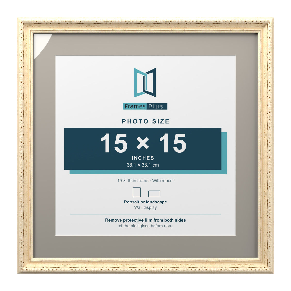 Louis Range Cream Picture, Photo & Poster Frame with Dawn Grey Mount - 19x19" Frame for 15x15" Photo, Cream