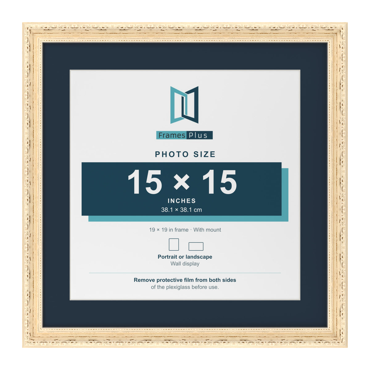 Louis Range Cream Picture, Photo & Poster Frame with Pacific Blue Mount - 19x19" Frame for 15x15" Photo, Cream