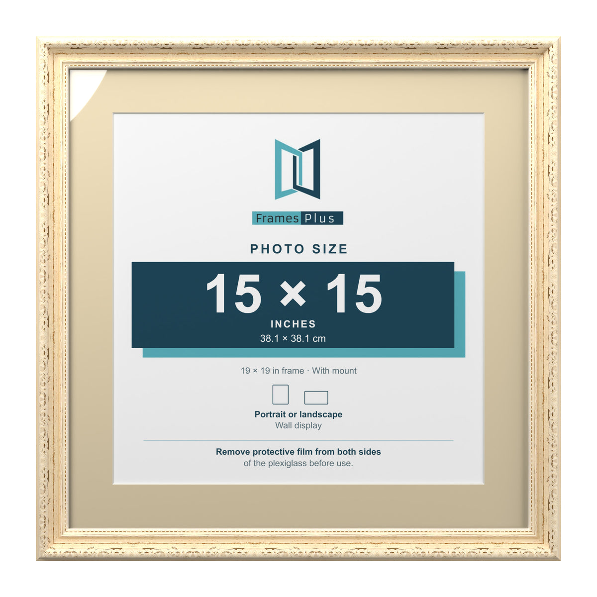 Louis Range Cream Picture, Photo & Poster Frame with Ivory Mount - 19x19" Frame for 15x15" Photo, Cream