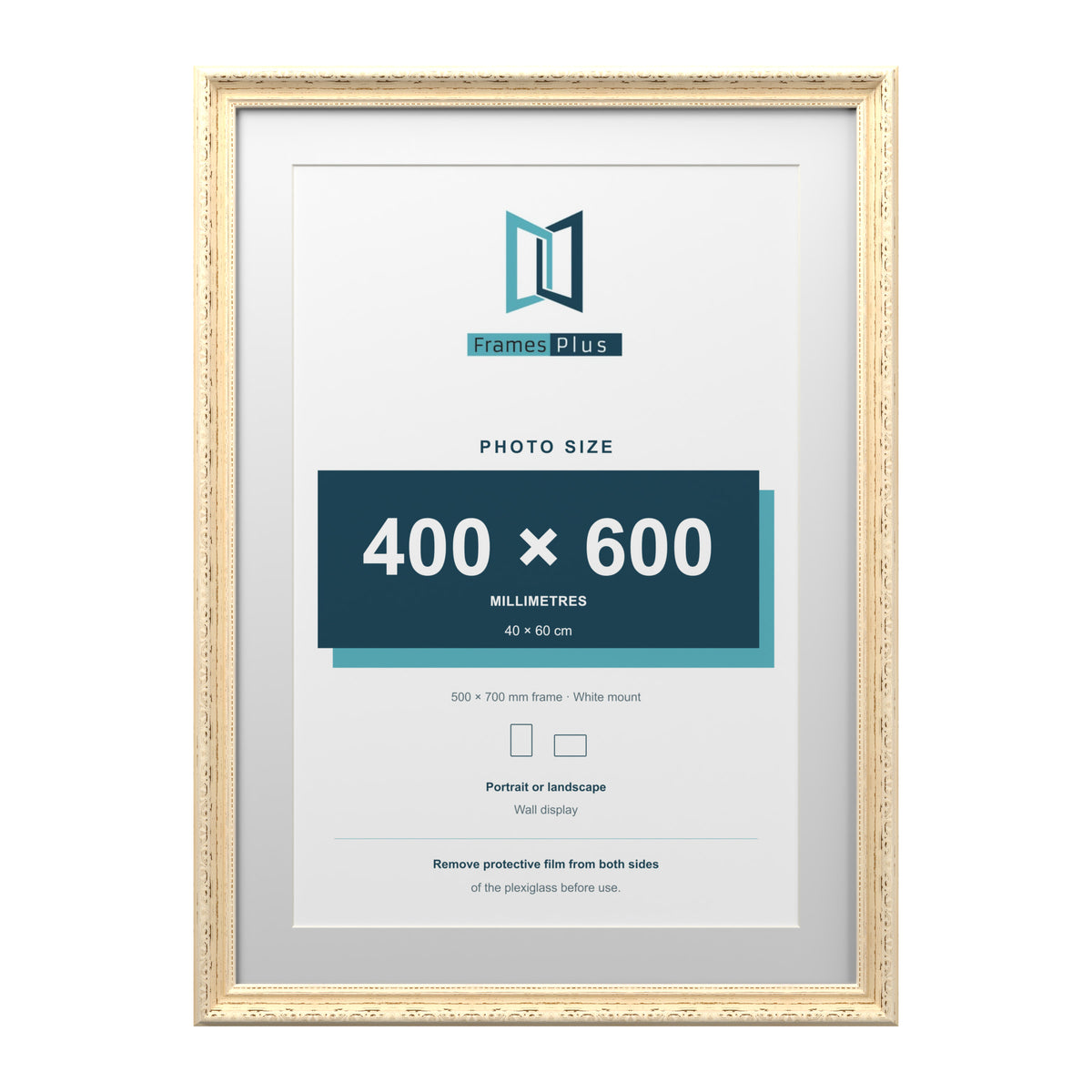 Louis Range Cream Picture, Photo & Poster Frame with White Mount - 70x50cm Frame for 60x40cm Photo, Cream
