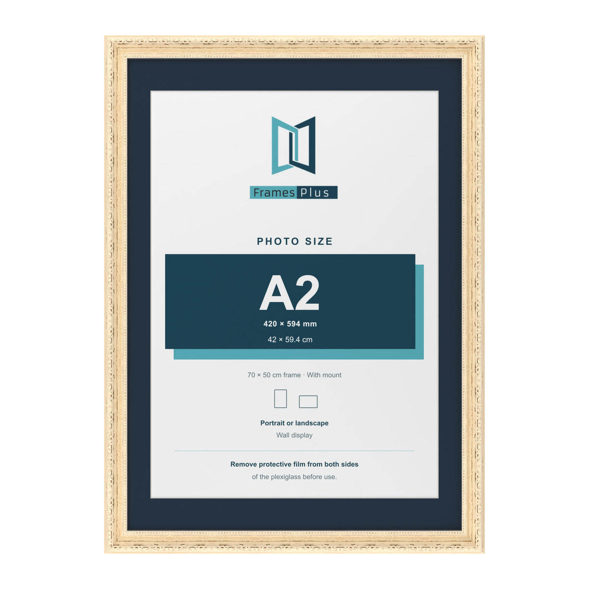 Louis Range Cream Picture, Photo & Poster Frame with Pacific Blue Mount - 70x50cm Frame for A2 Photo, Cream