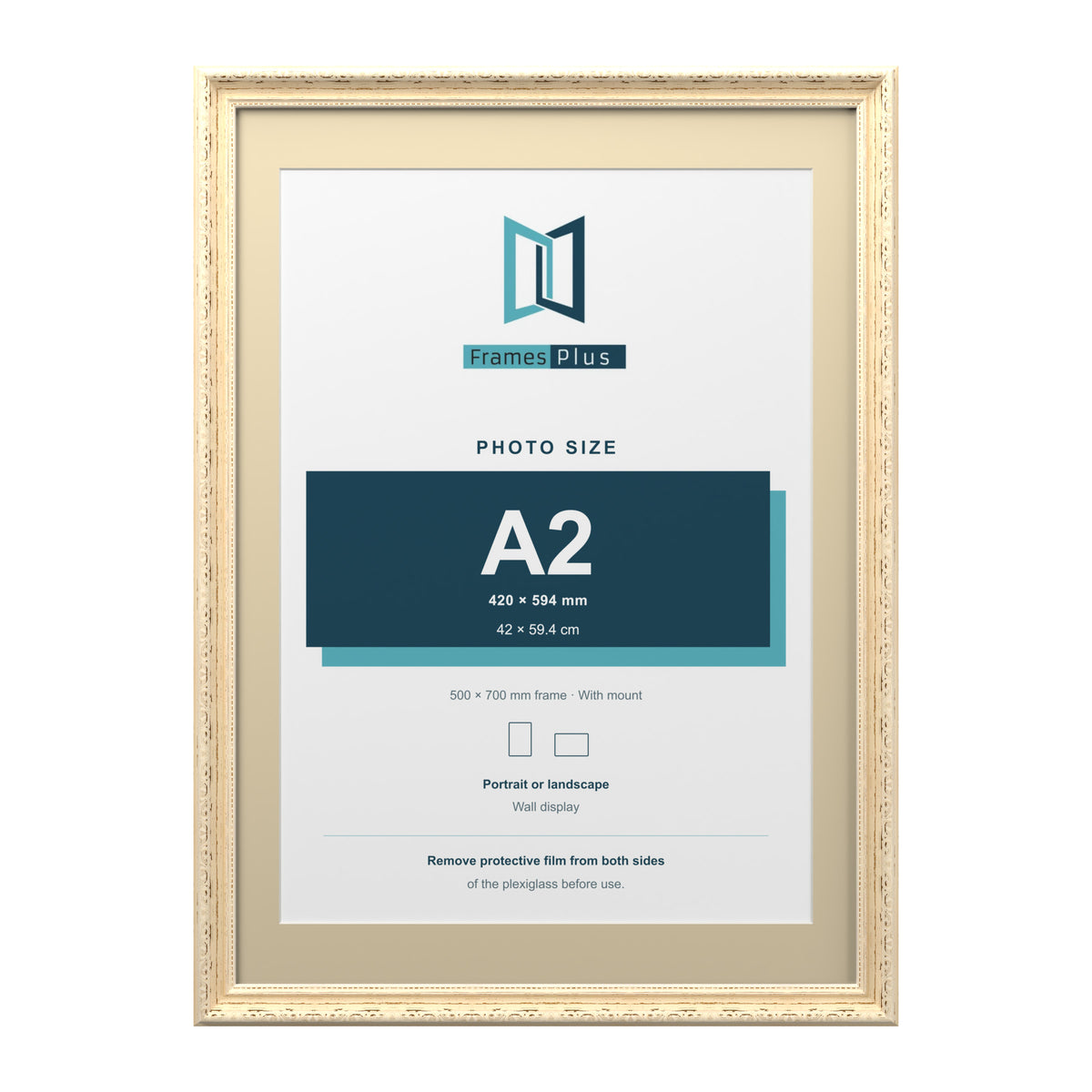 Louis Range Cream Picture, Photo & Poster Frame with Ivory Mount - 70x50cm Frame for A2 Photo, Cream
