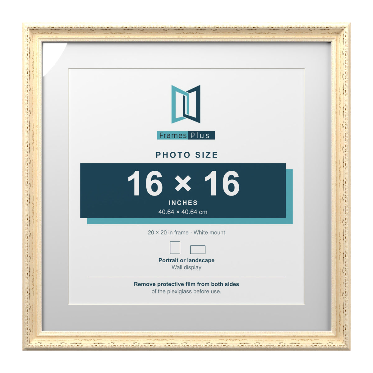 Louis Range Cream Picture, Photo & Poster Frame with White Mount - 20x20" Frame for 16x16" Photo, Cream
