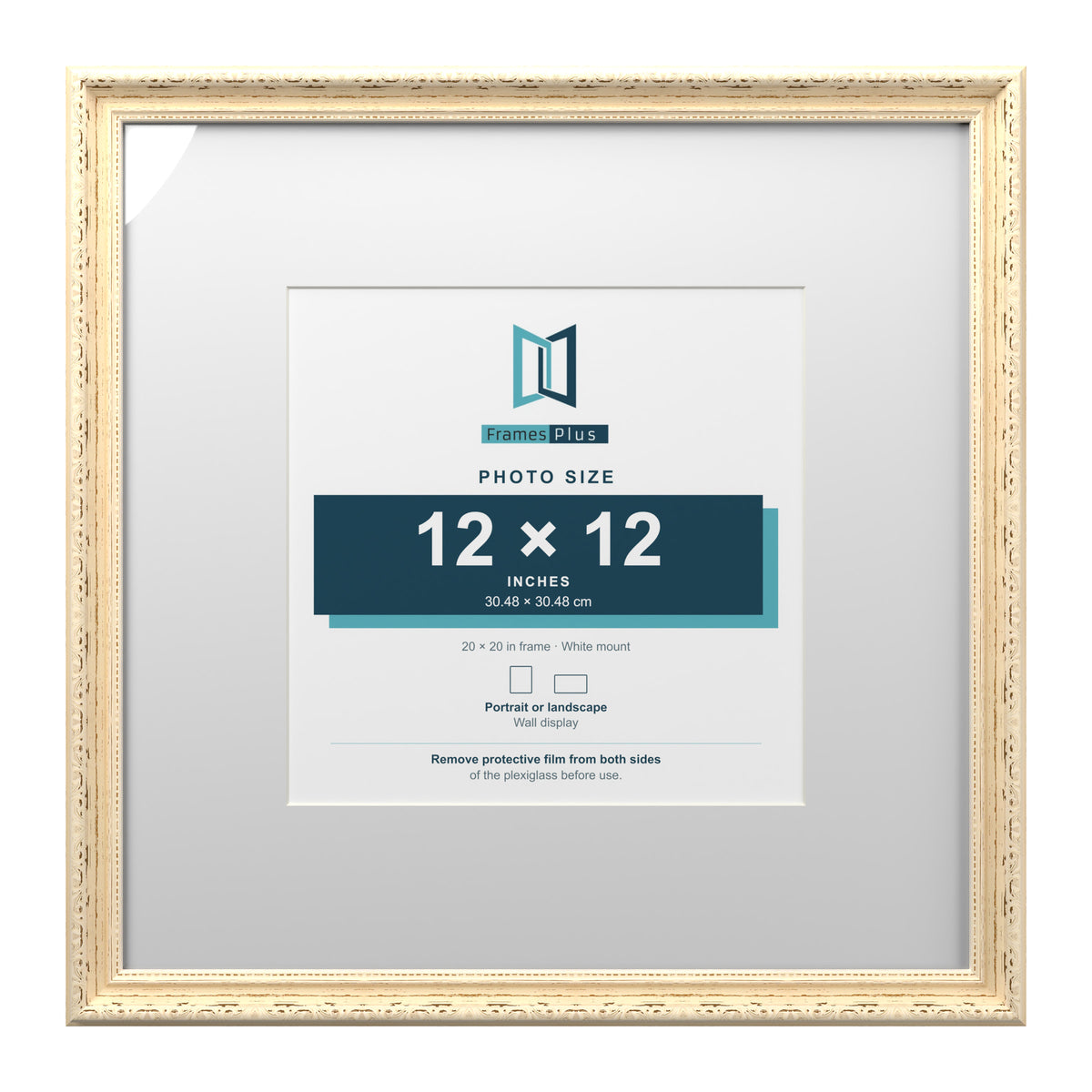 Louis Range Cream Picture, Photo & Poster Frame with White Mount - 20x20" Frame for 12x12" Photo, Cream