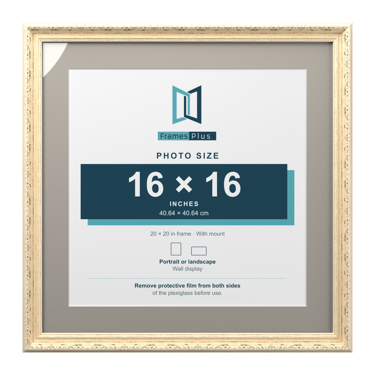 Louis Range Cream Picture, Photo & Poster Frame with Dawn Grey Mount - 20x20" Frame for 16x16" Photo, Cream