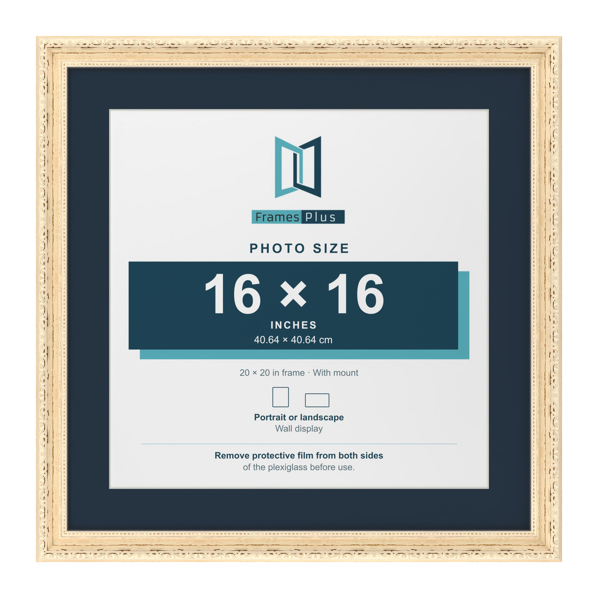 Louis Range Cream Picture, Photo & Poster Frame with Pacific Blue Mount - 20x20" Frame for 16x16" Photo, Cream