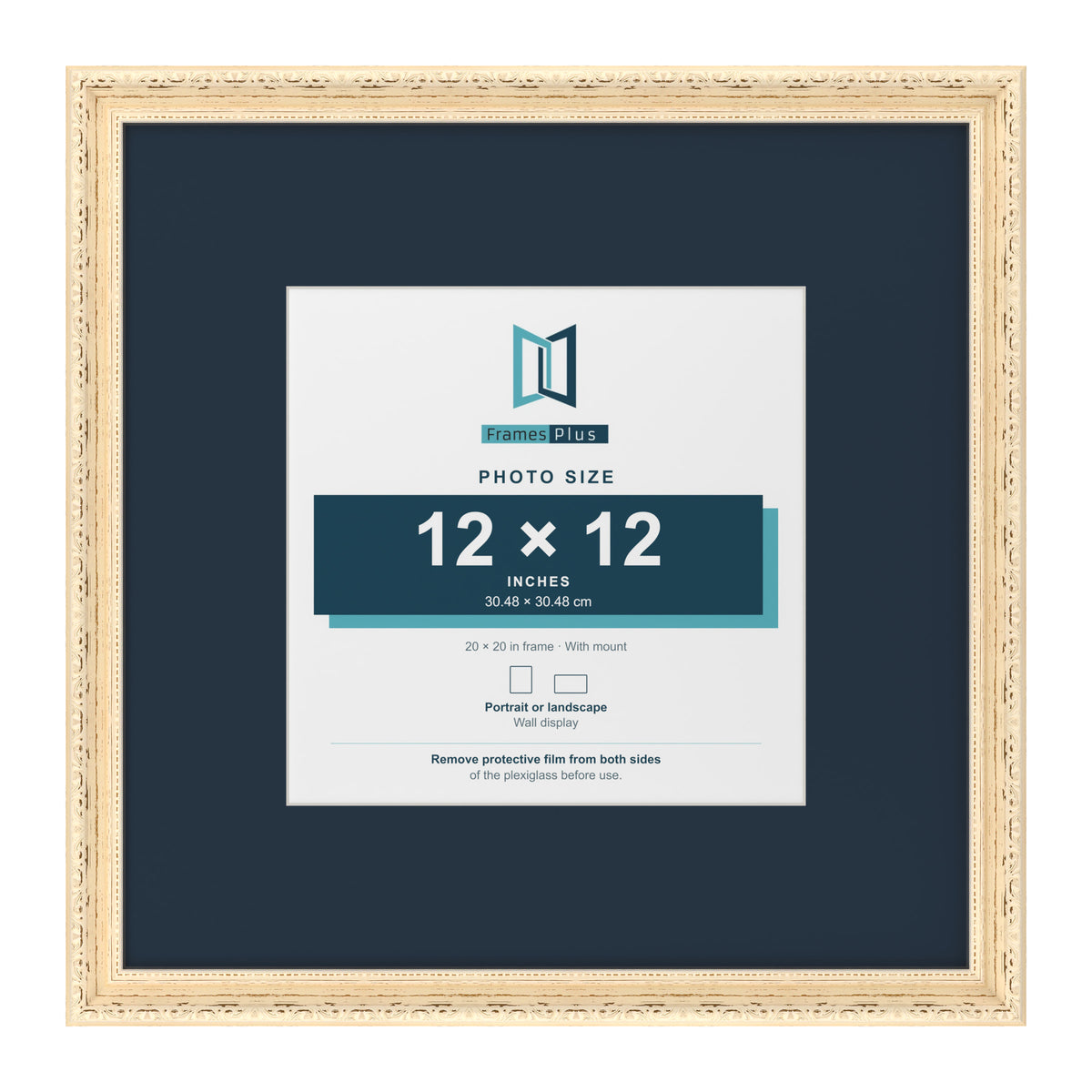 Louis Range Cream Picture, Photo & Poster Frame with Pacific Blue Mount - 20x20" Frame for 12x12" Photo, Cream