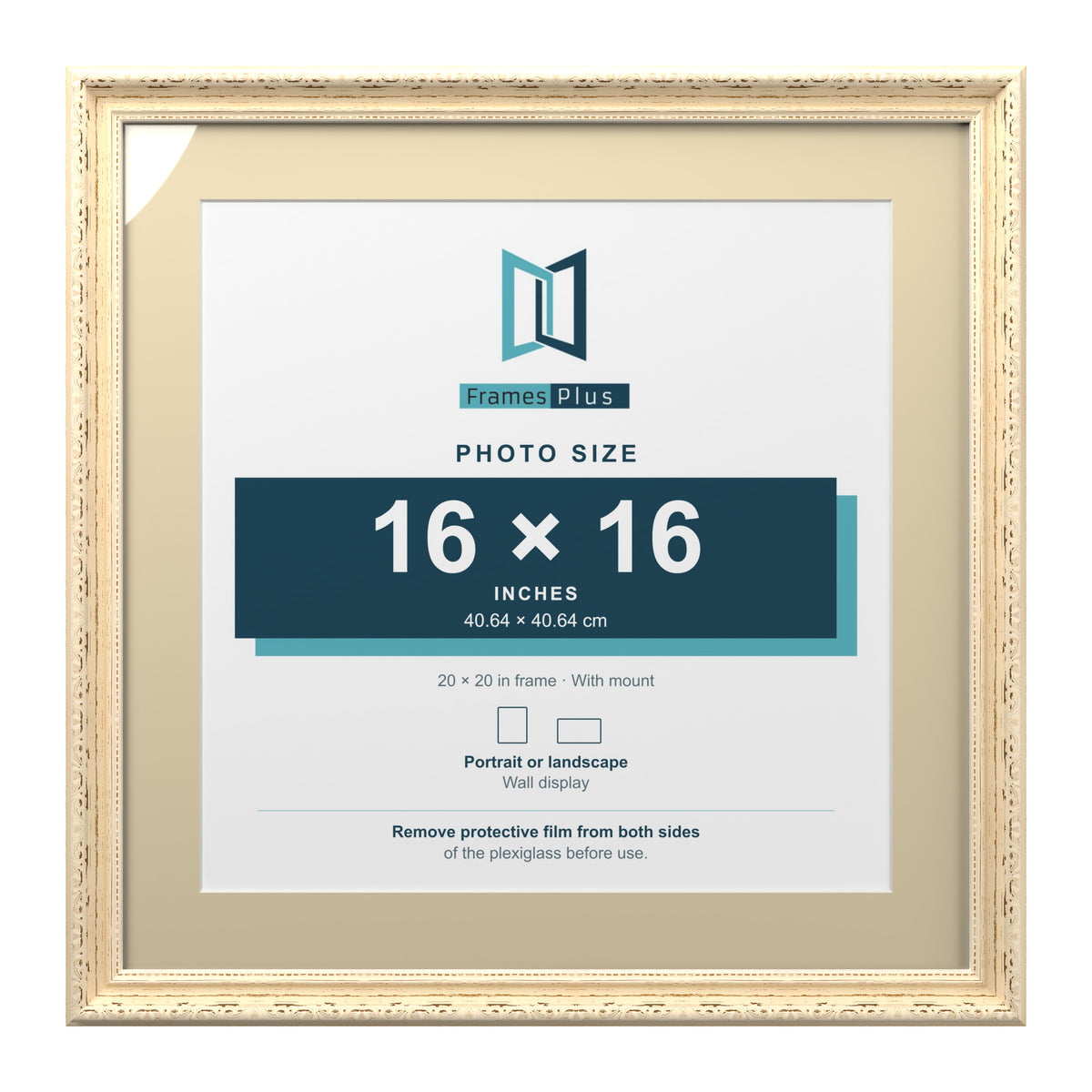 Louis Range Cream Picture, Photo & Poster Frame with Ivory Mount - 20x20" Frame for 16x16" Photo, Cream