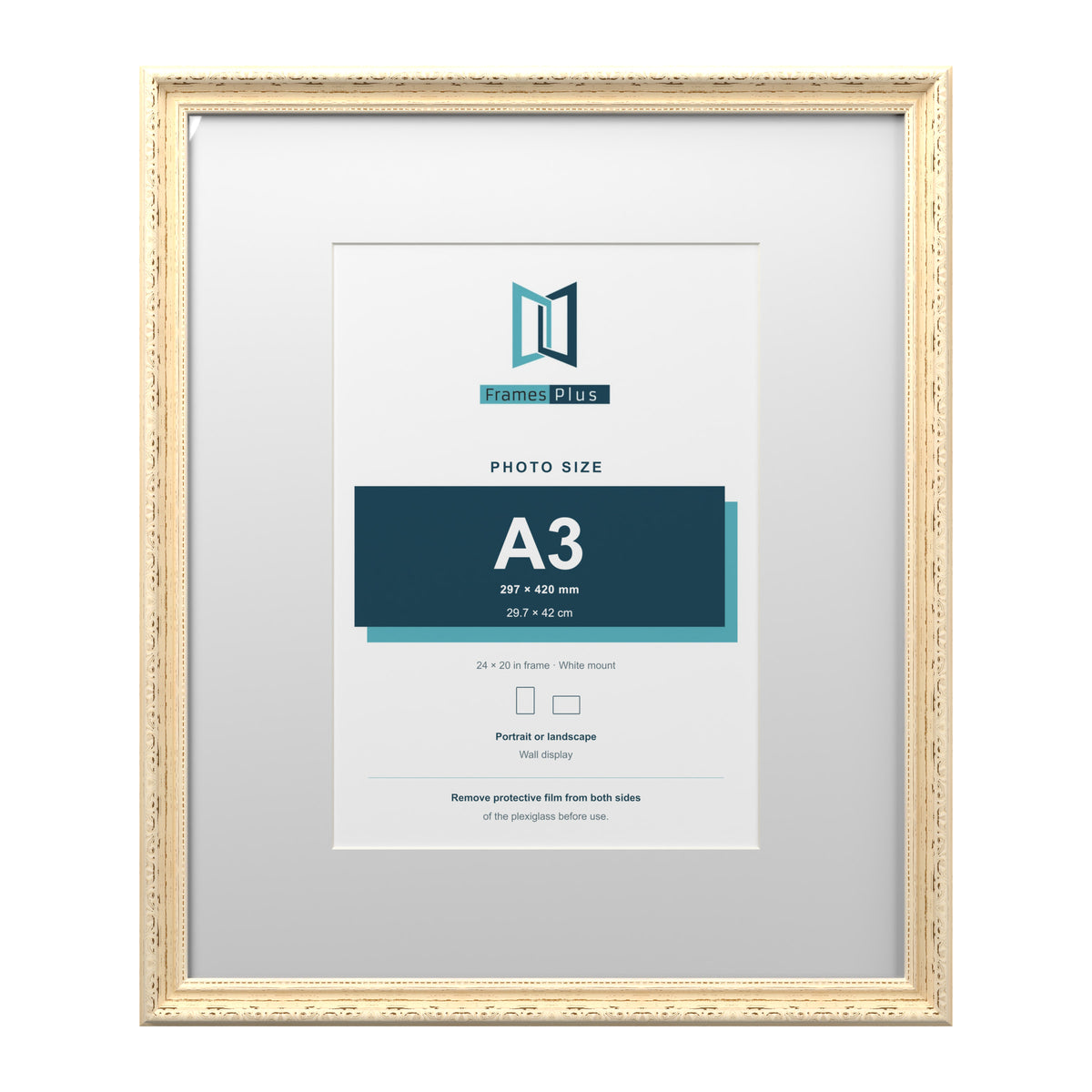 Louis Range Cream Picture, Photo & Poster Frame with White Mount - 24x20" Frame for A3 Photo, Cream