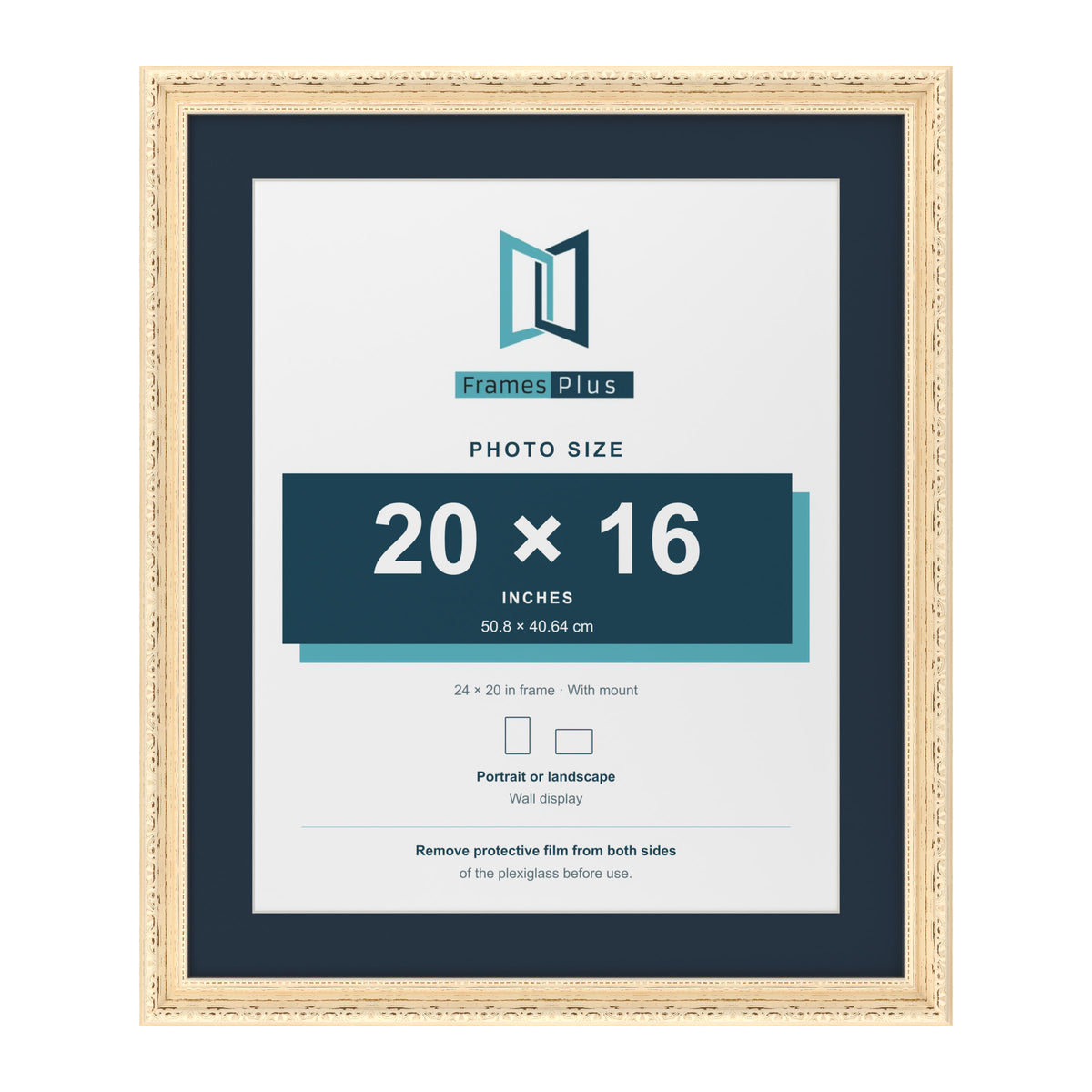 Louis Range Cream Picture, Photo & Poster Frame with Pacific Blue Mount - 24x20" Frame for 20x16" Photo, Cream