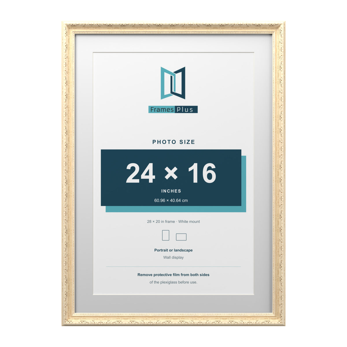 Louis Range Cream Picture, Photo & Poster Frame with White Mount - 28x20" Frame for 24x16" Photo, Cream