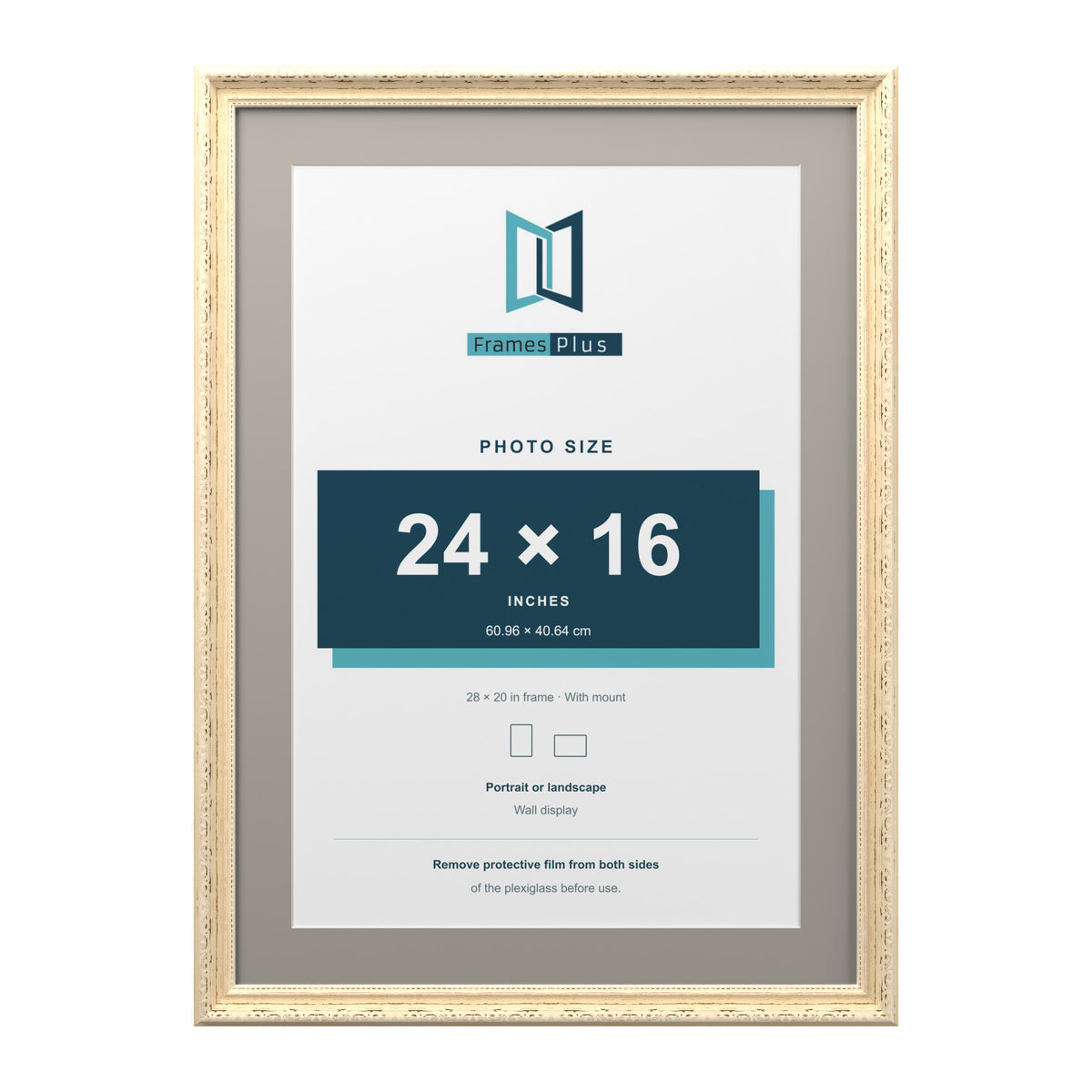 Louis Range Cream Picture, Photo & Poster Frame with Dawn Grey Mount - 28x20" Frame for 24x16" Photo, Cream