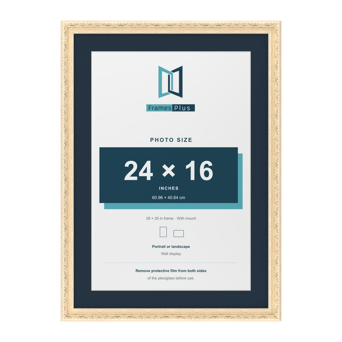 Louis Range Cream Picture, Photo & Poster Frame with Pacific Blue Mount - 28x20" Frame for 24x16" Photo, Cream