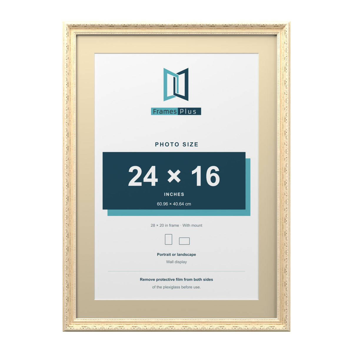 Louis Range Cream Picture, Photo & Poster Frame with Ivory Mount - 28x20" Frame for 24x16" Photo, Cream