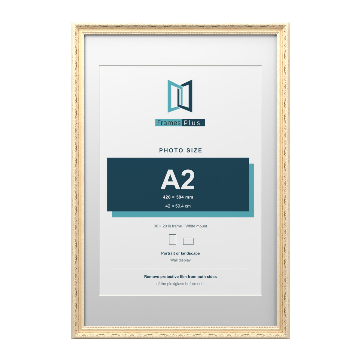 Louis Range Cream Picture, Photo & Poster Frame with White Mount - 30x20" Frame for A2 Photo, Cream