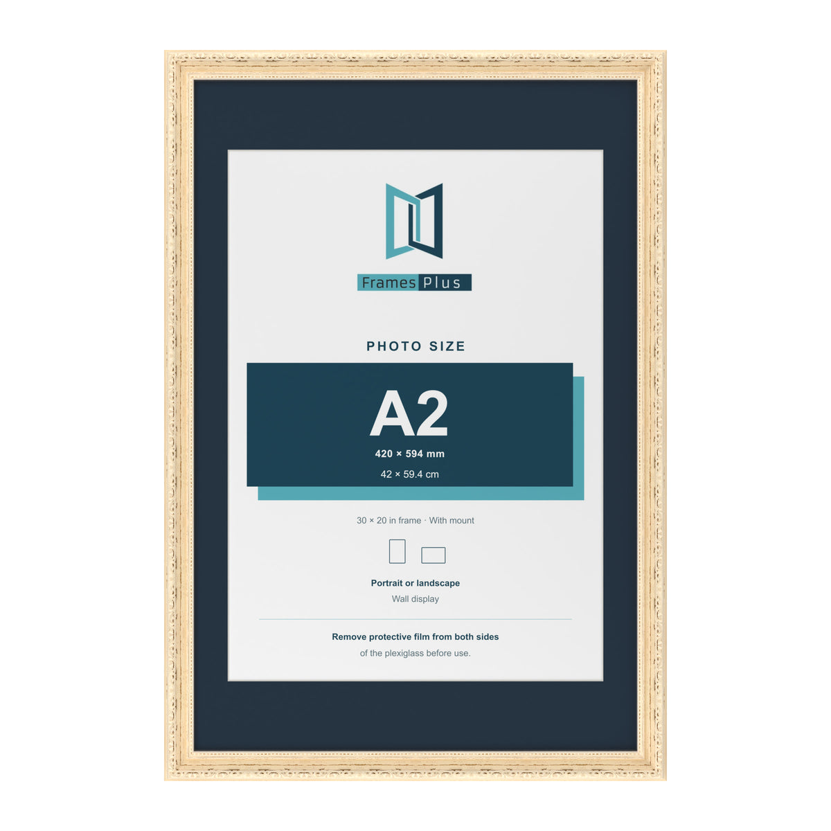 Louis Range Cream Picture, Photo & Poster Frame with Pacific Blue Mount - 30x20" Frame for A2 Photo, Cream