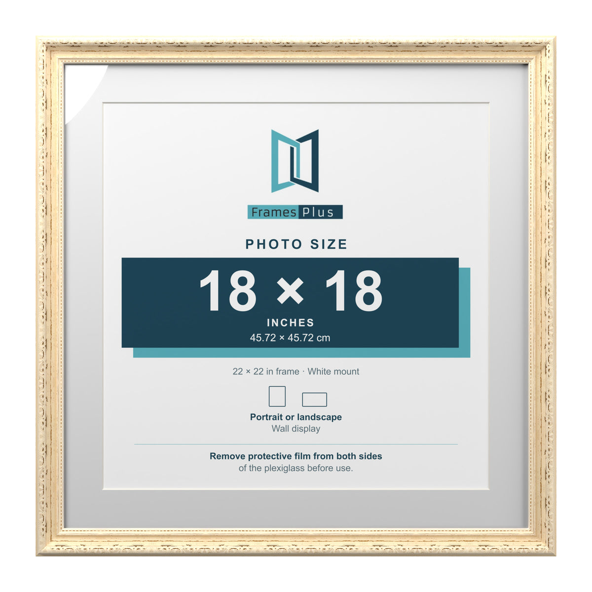 Louis Range Cream Picture, Photo & Poster Frame with White Mount - 22x22" Frame for 18x18" Photo, Cream