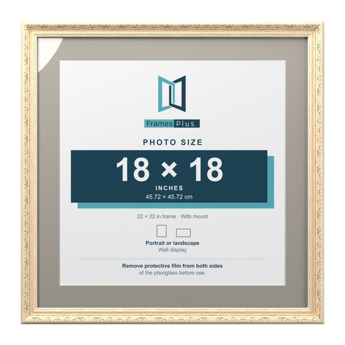 Louis Range Cream Picture, Photo & Poster Frame with Dawn Grey Mount - 22x22" Frame for 18x18" Photo, Cream