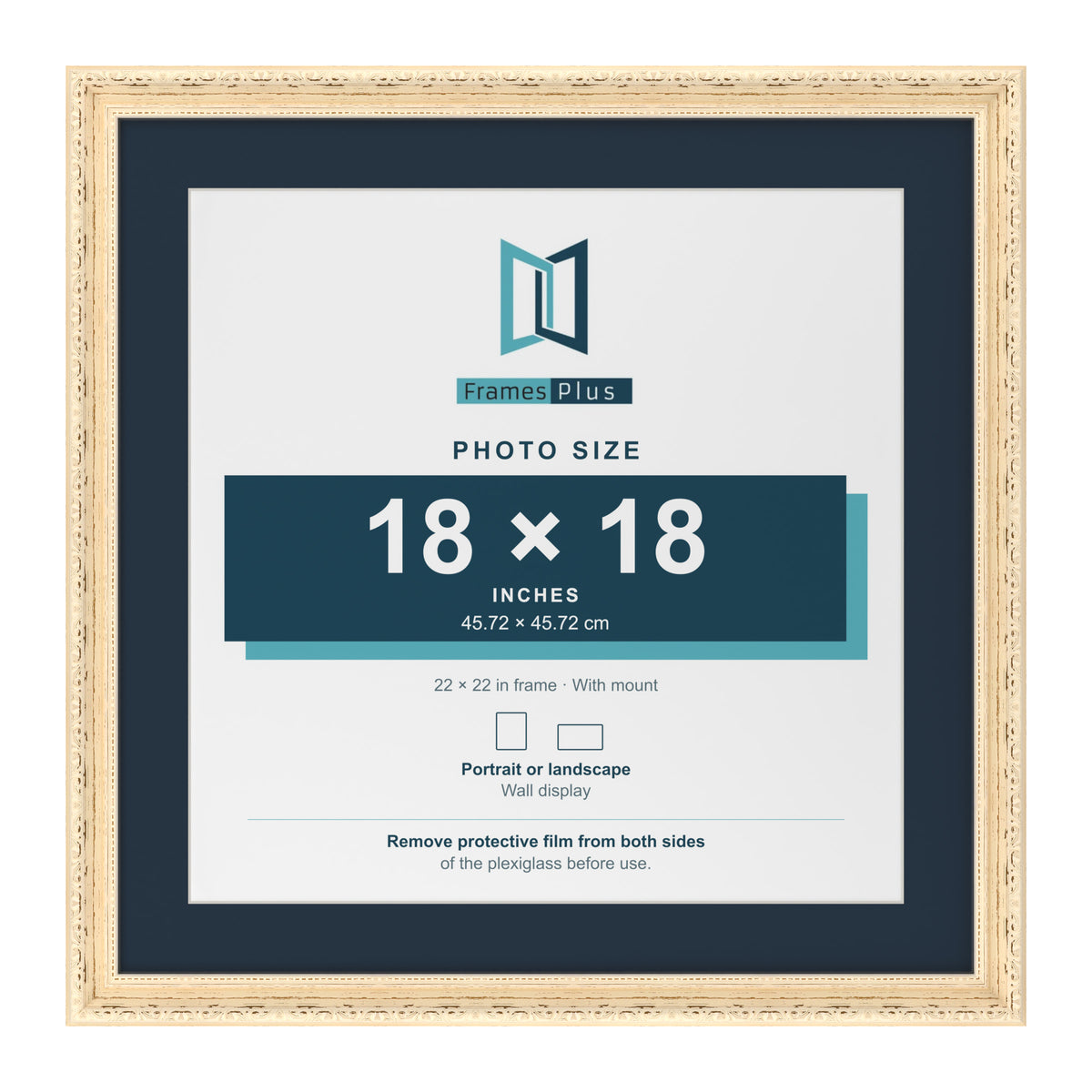 Louis Range Cream Picture, Photo & Poster Frame with Pacific Blue Mount - 22x22" Frame for 18x18" Photo, Cream