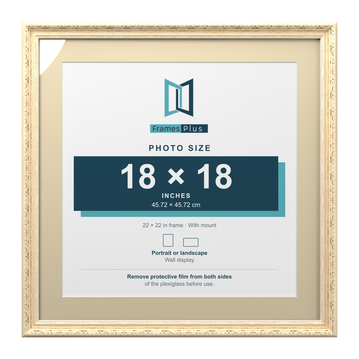 Louis Range Cream Picture, Photo & Poster Frame with Ivory Mount - 22x22" Frame for 18x18" Photo, Cream