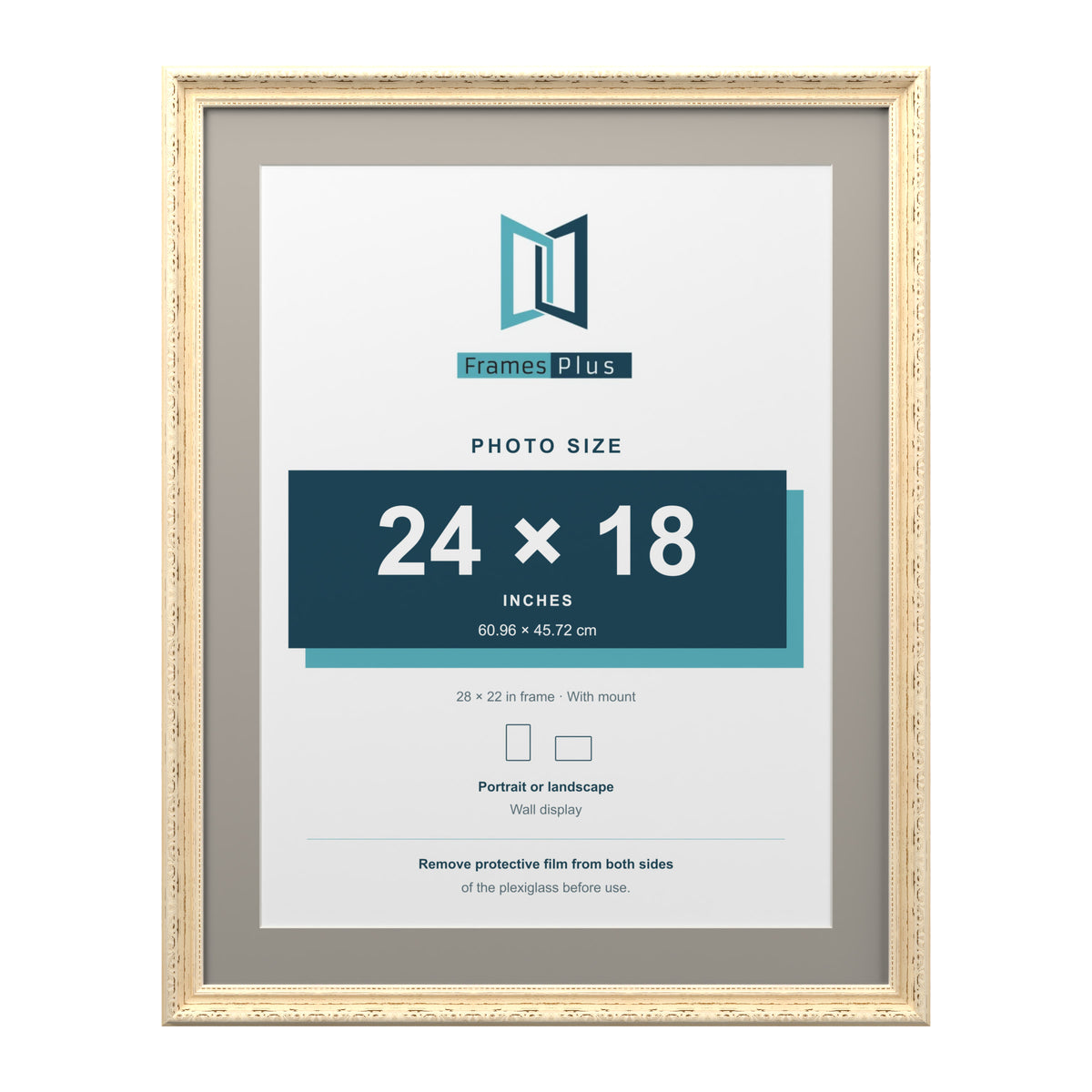 Louis Range Cream Picture, Photo & Poster Frame with Dawn Grey Mount - 28x22" Frame for 24x18" Photo, Cream