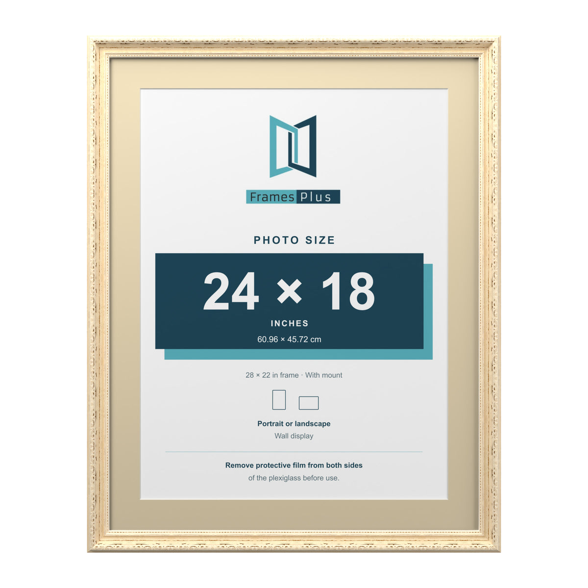 Louis Range Cream Picture, Photo & Poster Frame with Ivory Mount - 28x22" Frame for 24x18" Photo, Cream