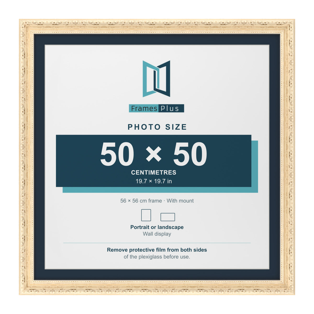 Louis Range Cream Picture, Photo & Poster Frame with Pacific Blue Mount - 56x56cm Frame for 50x50cm Photo, Cream