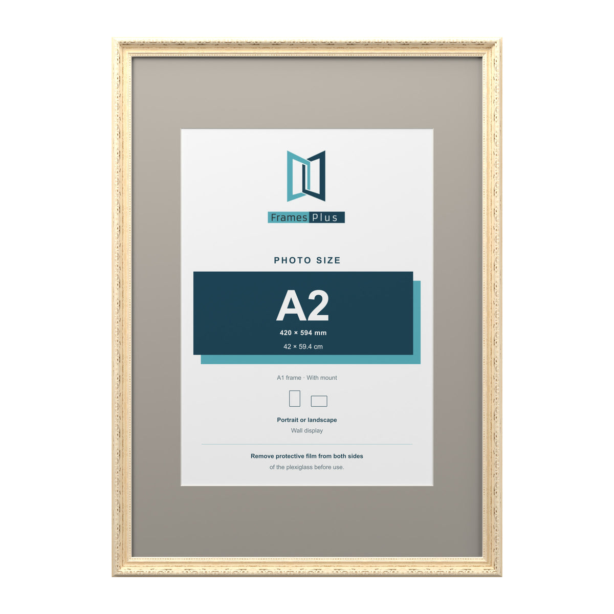 Louis Range Cream Picture, Photo & Poster Frame with Dawn Grey Mount - A1 Frame for A2 Photo, Cream