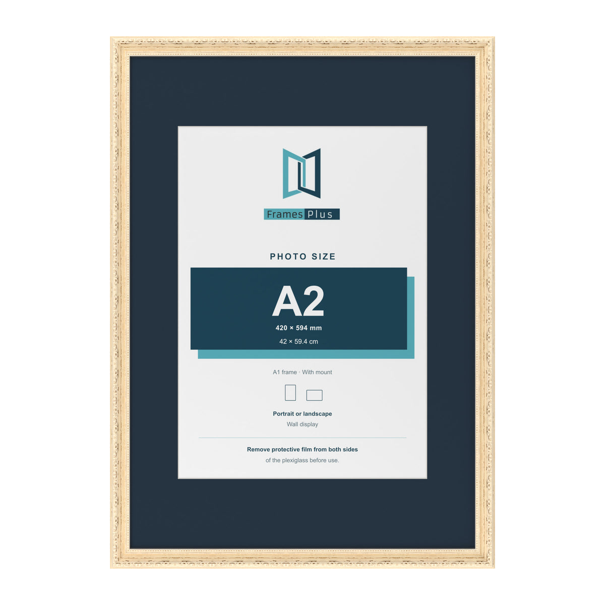 Louis Range Cream Picture, Photo & Poster Frame with Pacific Blue Mount - A1 Frame for A2 Photo, Cream