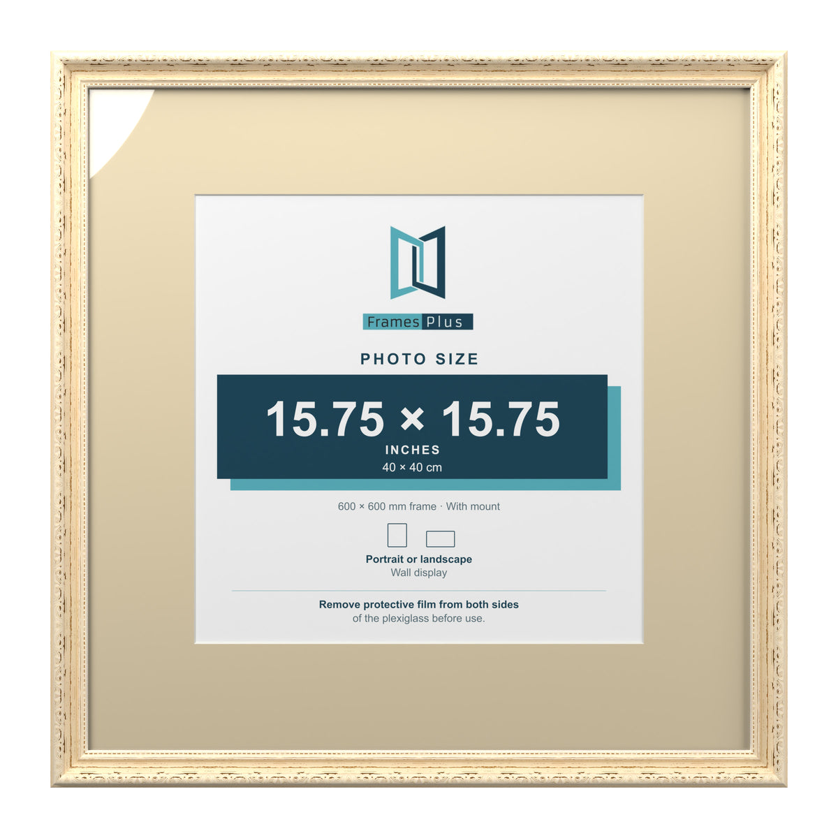Louis Range Cream Picture, Photo & Poster Frame with Ivory Mount - 60x60cm Frame for 40x40cm Photo, Cream