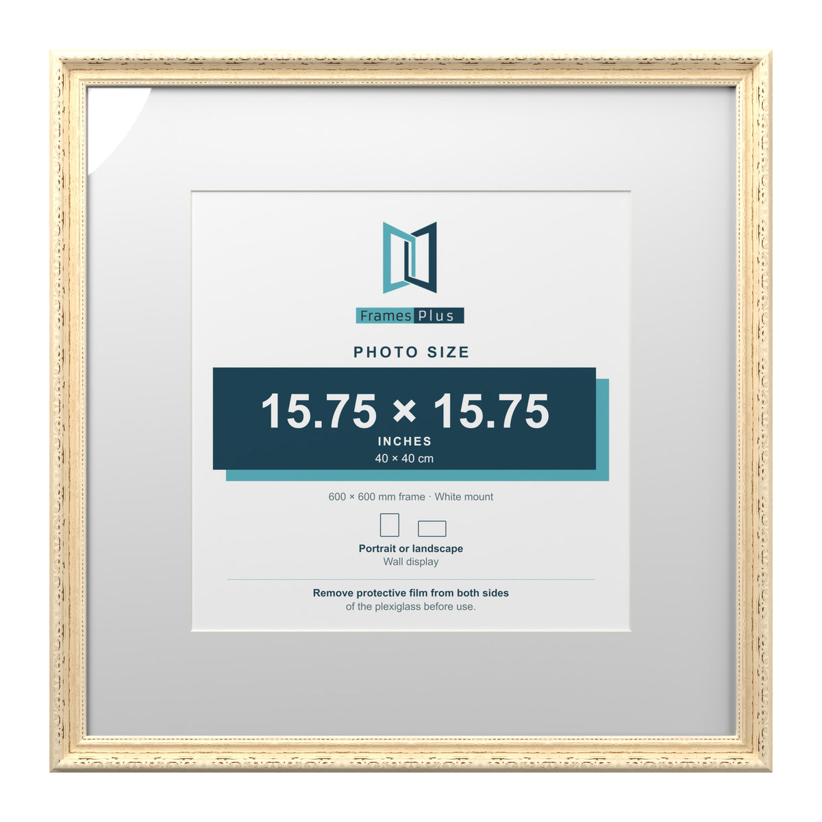 Louis Range Cream Picture, Photo & Poster Frame with White Mount - 60x60cm Frame for 40x40cm Photo, Cream