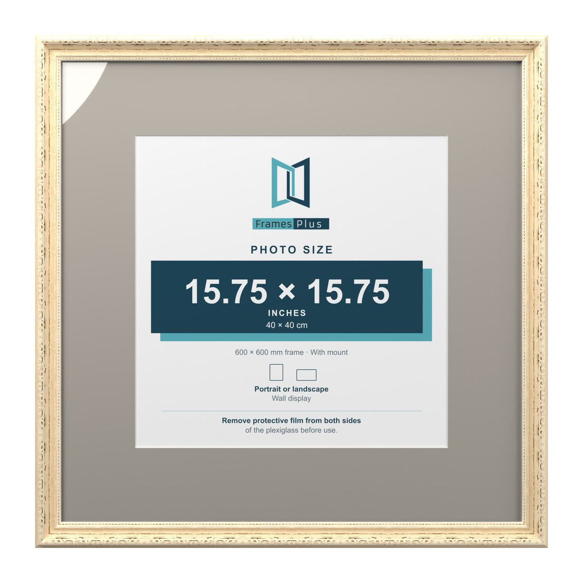 Louis Range Cream Picture, Photo & Poster Frame with Dawn Grey Mount - 60x60cm Frame for 40x40cm Photo, Cream