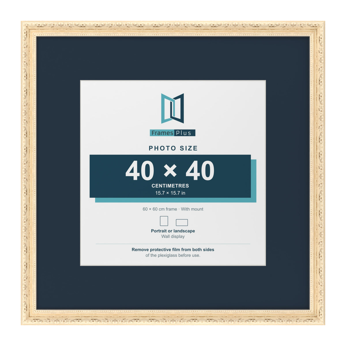 Louis Range Cream Picture, Photo & Poster Frame with Pacific Blue Mount - 60x60cm Frame for 40x40cm Photo, Cream