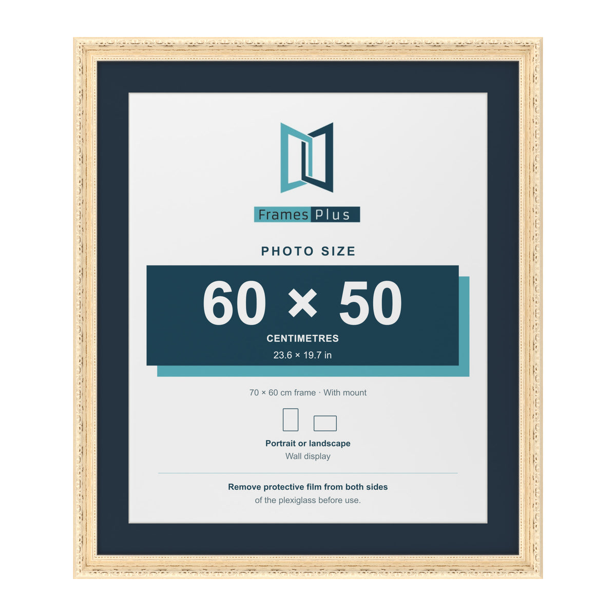Louis Range Cream Picture, Photo & Poster Frame with Pacific Blue Mount - 70x60cm Frame for 60x50cm Photo, Cream