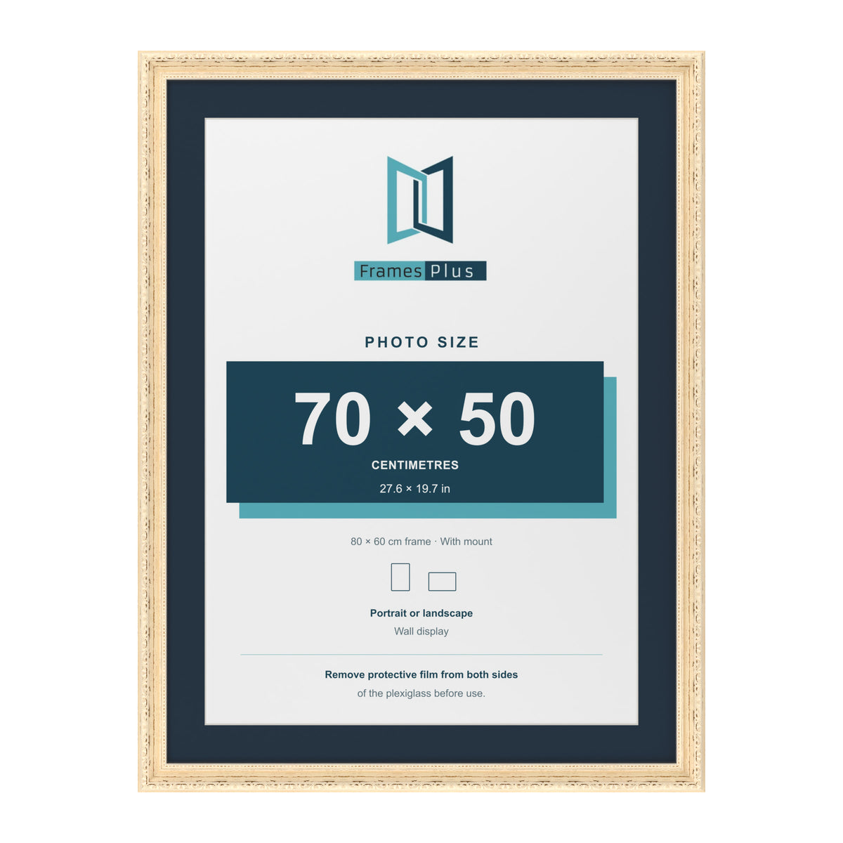 Louis Range Cream Picture, Photo & Poster Frame with Pacific Blue Mount - 80x60cm Frame for 70x50cm Photo, Cream
