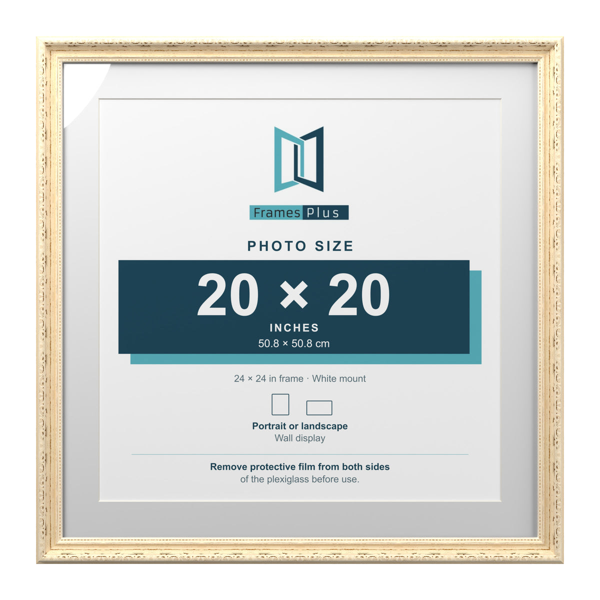 Louis Range Cream Picture, Photo & Poster Frame with White Mount - 24x24" Frame for 20x20" Photo, Cream