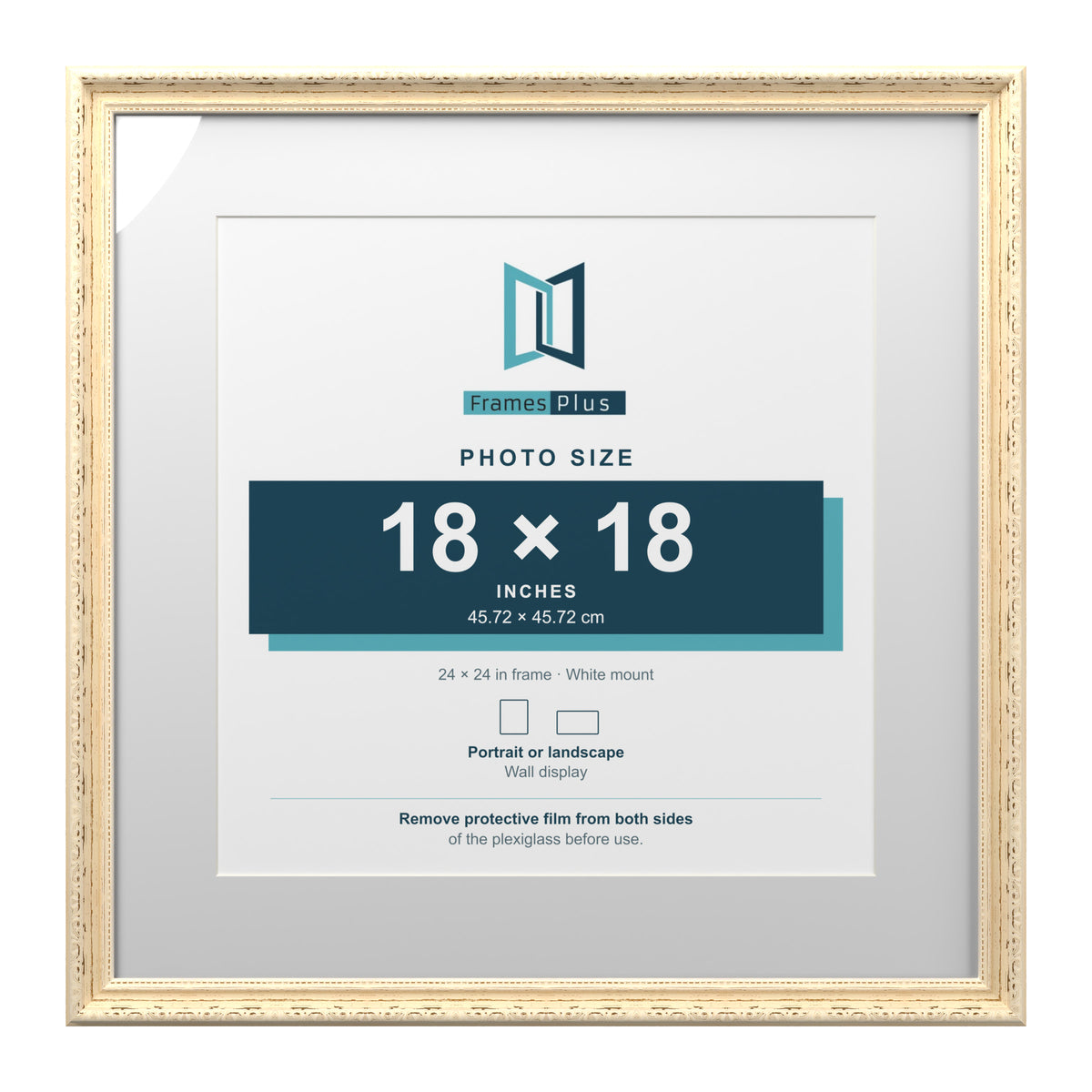 Louis Range Cream Picture, Photo & Poster Frame with White Mount - 24x24" Frame for 18x18" Photo, Cream